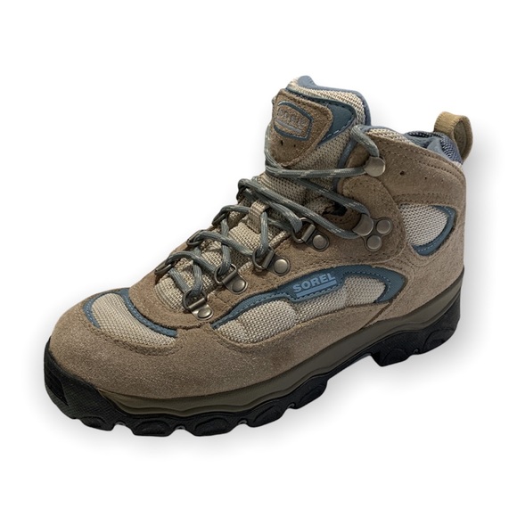 Sorel Mankota Hiking Boots in Tan & Blue | Size 7